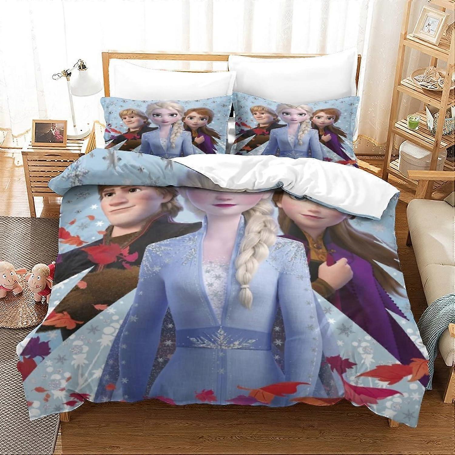 Frozen Duvet Cover Sets Bedding Set with Zipper Closure for Kids Teens Pieces Skin-friendly Quilt Cover DE 135*200 CM