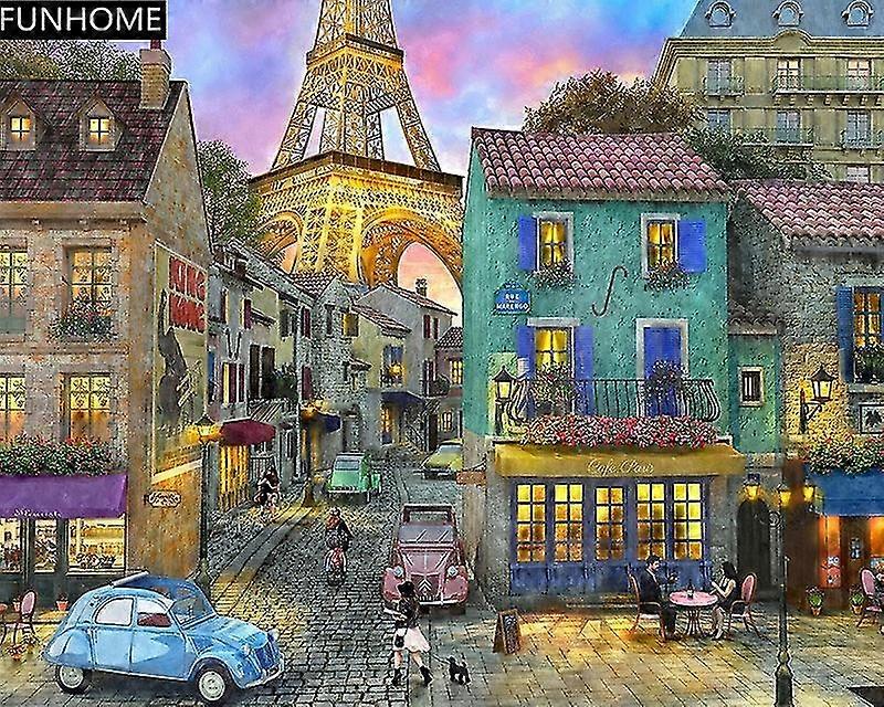 جديد 5D دي كامل الحفر الماس اللوحة ديكور المنزل التطريز والصليب غرزة حجر الراين فسيفساء اللوحة الرئيسية ديكور برج إيفل شارع Funhome