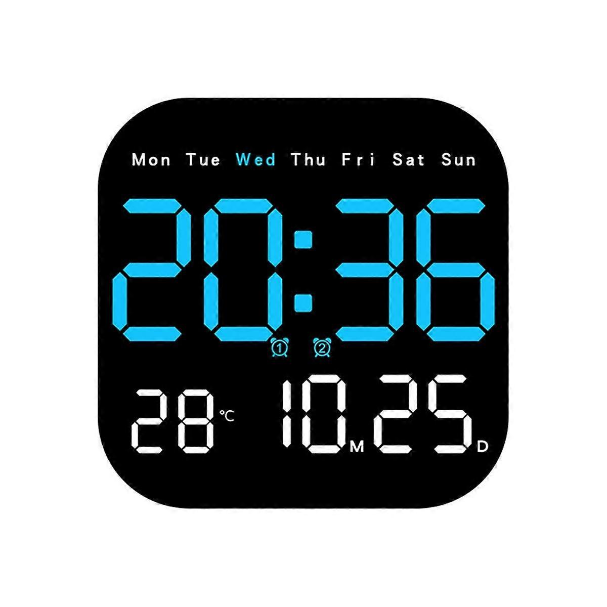 Digital Wall Clocks Temperature Date Week Dispaly Electronic Table Clock 12/24H Wall-Mounted LED Al