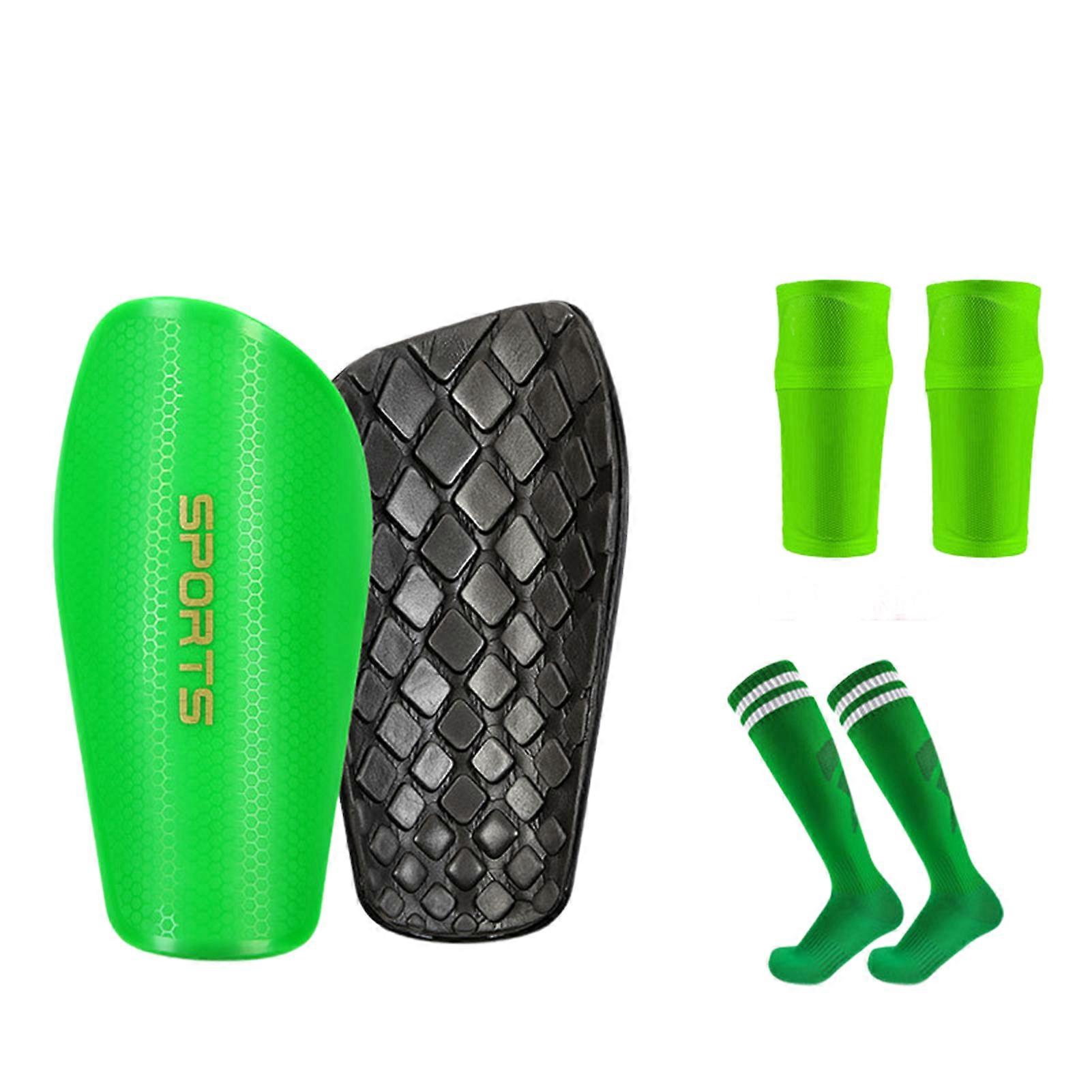 1 Set Soccer Shin Guards Sock Sleeves Striped Knee High Compression Socks Anti-slip Kids Teens Adults Shin Pads Protectors Football Games Protective E