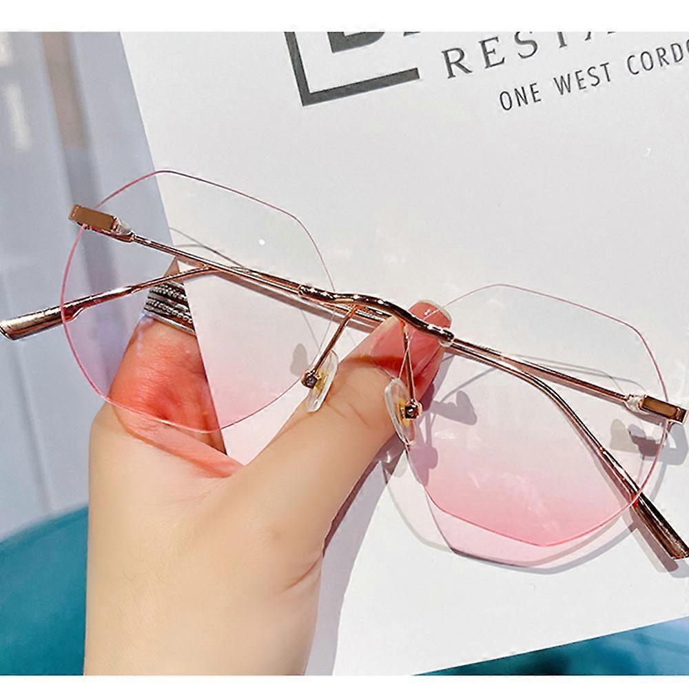 Blue Light Blocking Glasses Rimless Tinted Gradient Lens Fashionable for Women