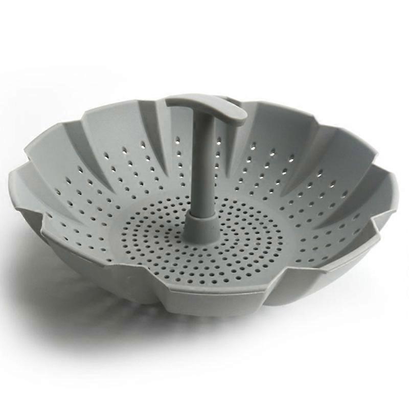 Silicone Steamer for Kitchen Heat Resistant Multipurpose Vegetable Drain Basket with Center Handle Microwavable