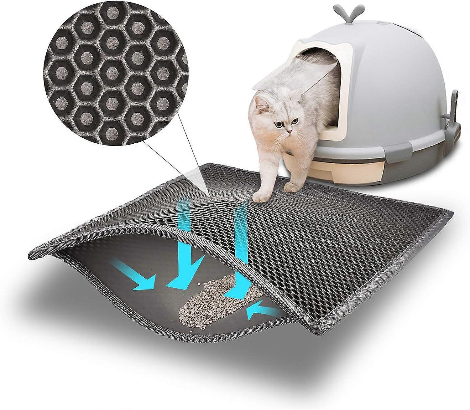 Cat Litter Mat Cat Litter Box, Waterproof Non-Toxic EVA, Double Honeycomb Design, Double Layer Removable Cat Litter Mat Cat Litter Mat Cat Scratching