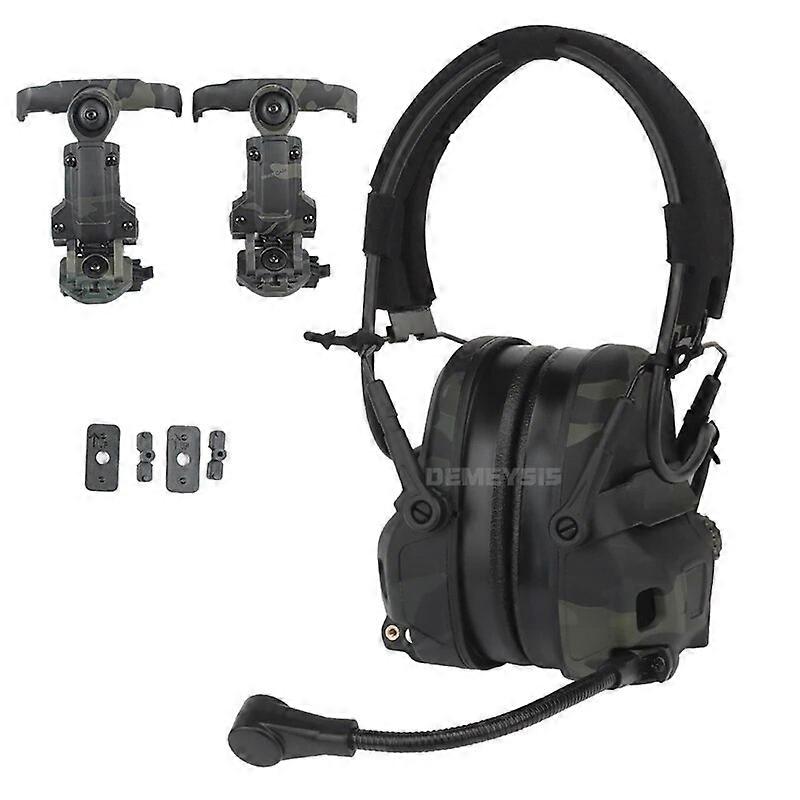 Shooting Noise Reduction Headset Foldable Tactical Communication Sound Pick Up Airsoft Headphone 2 In 1 for Helmet Head Mounted