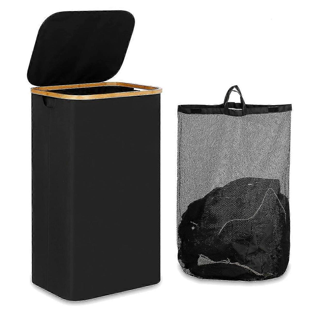 110l Laundry Hamper With Handle And Lid,collapsible Basket Organizer With Removable Inner Bag For C