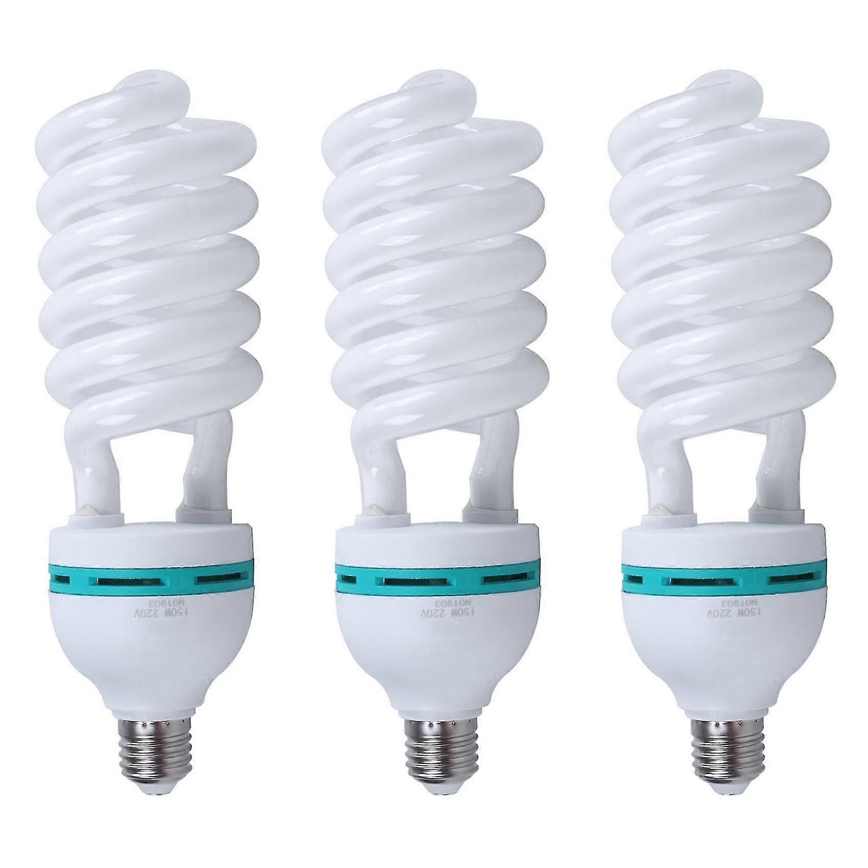 3x E27 220v 150w 5500k Photography Studio Bulb Video Light Daylight Lamp White