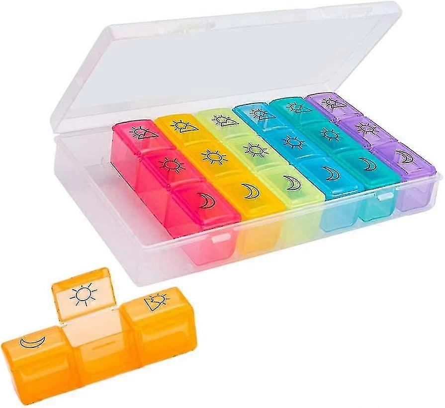 Weekly Medicine Box 7 Days 21 Compartments 3 Times Multicolored Weekly Pill Box French Morning Noon Evening For Medication Vitamins Fish Oils Suppleme