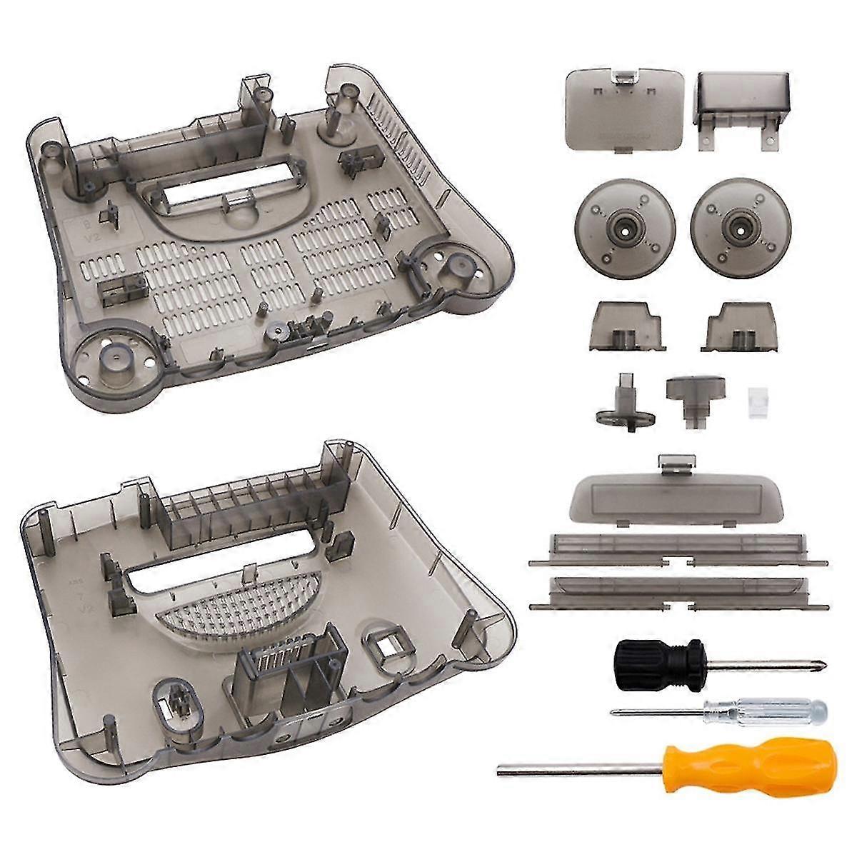 Custodia per il trasporto per N64, guscio di ricambio traslucido per console per videogiochi retrò, nero traslucido