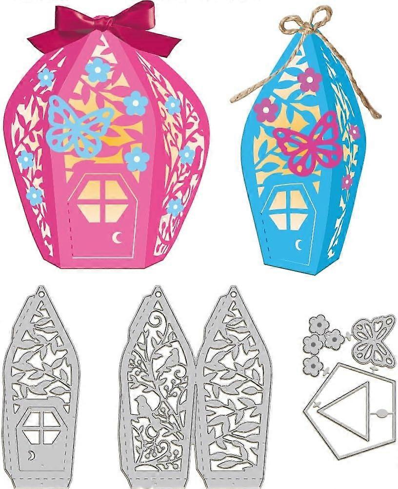 3D Hollow Lantern Cutting Dies for Card Making Plant Pattern Box Metal Die Cuts Cutting Dies Template DIY Scrapbooking Embossing Paper Album Craft Dec