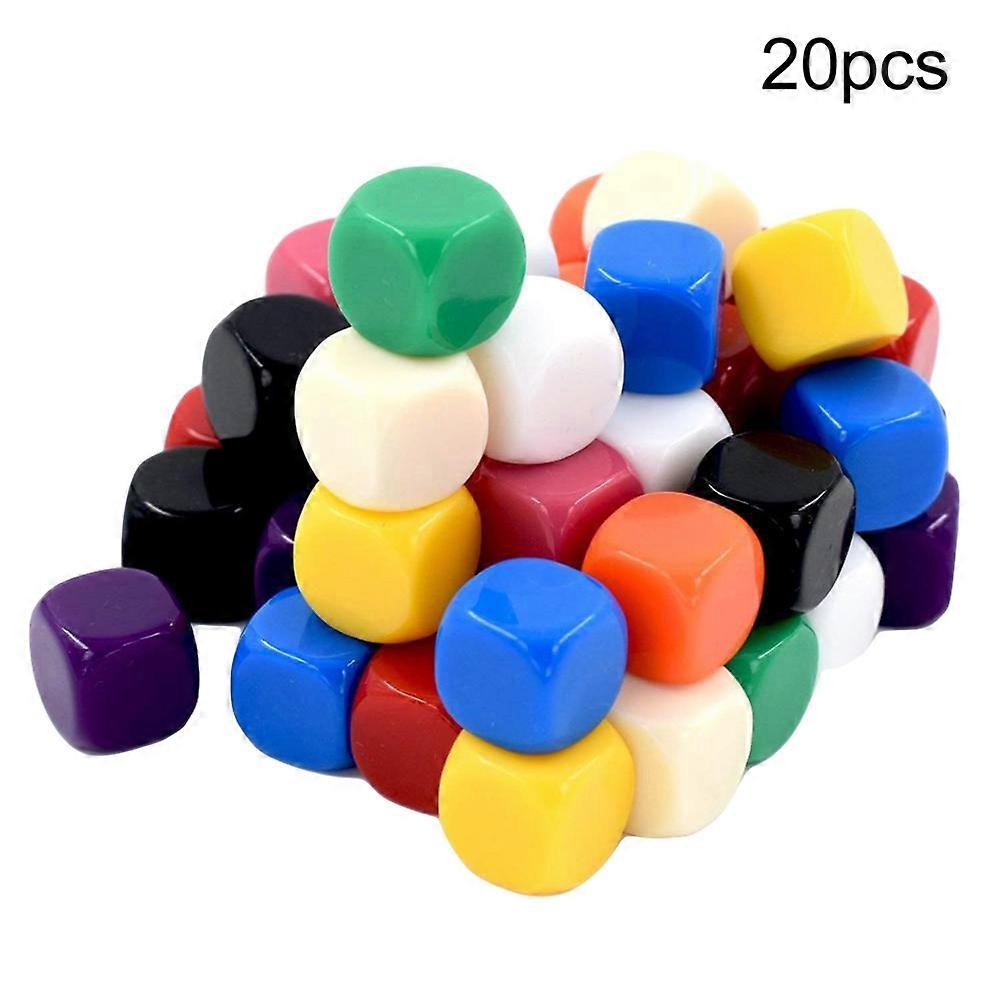 20Pcs 16mm Opaque Blank D6 Six Sided Dice Toy Teaching Resources Party Supplies KAESI