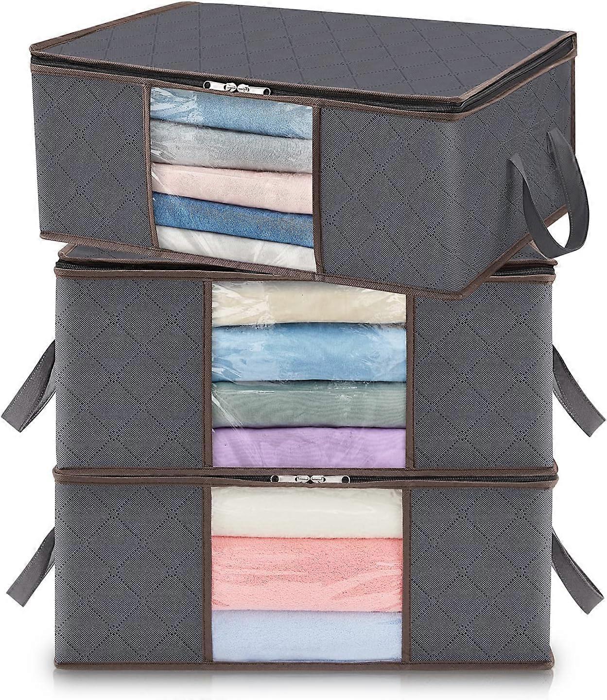Foldable Clothes Organizer with Reinforced Handle, Durable Fabric Storage Bag and Clear Window for Sweaters, Coats, T-Shirts