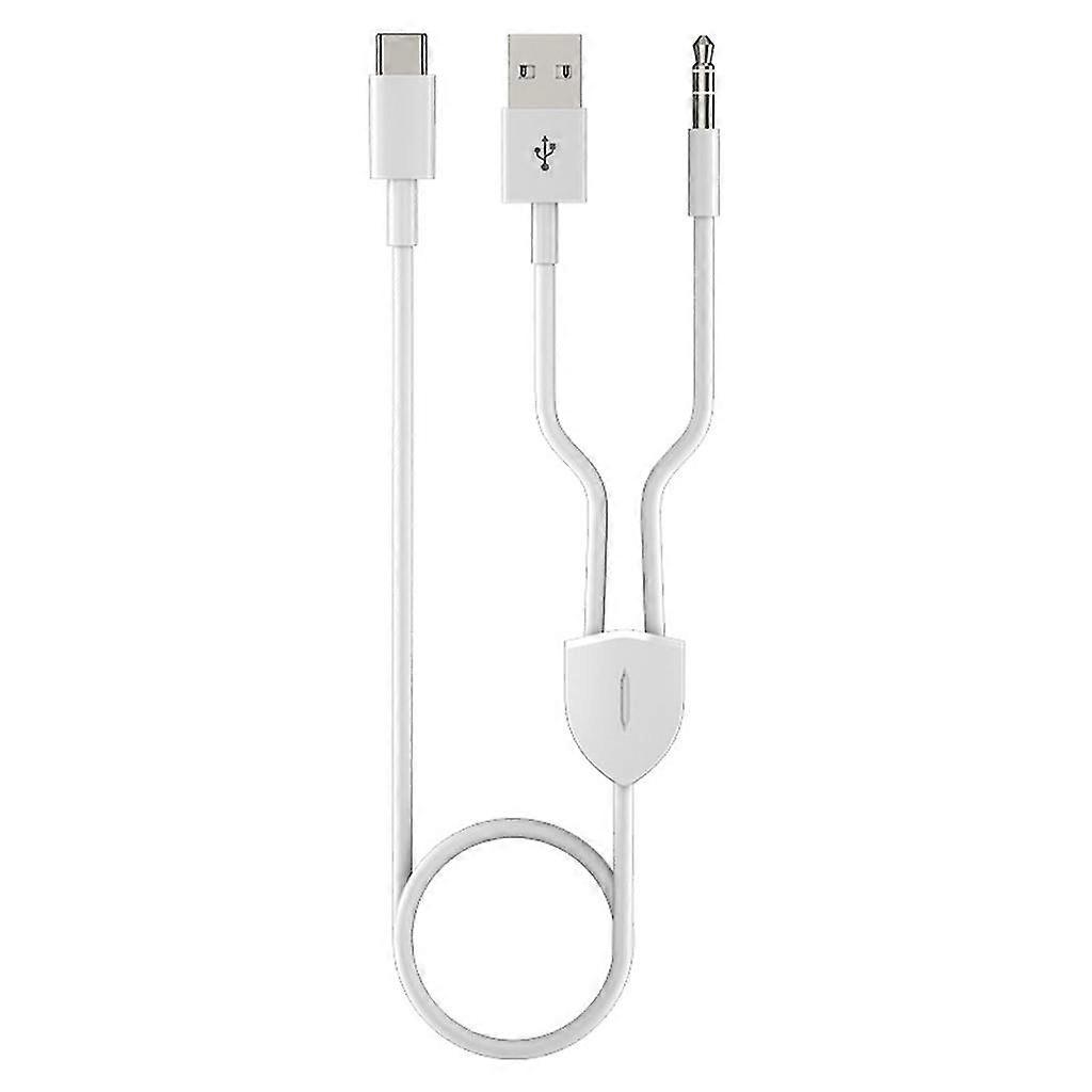 2-in-1 Type-c Car Audio Cable Wire 1 Split 2 Type C To Usb A 3.5mm Aux Cable