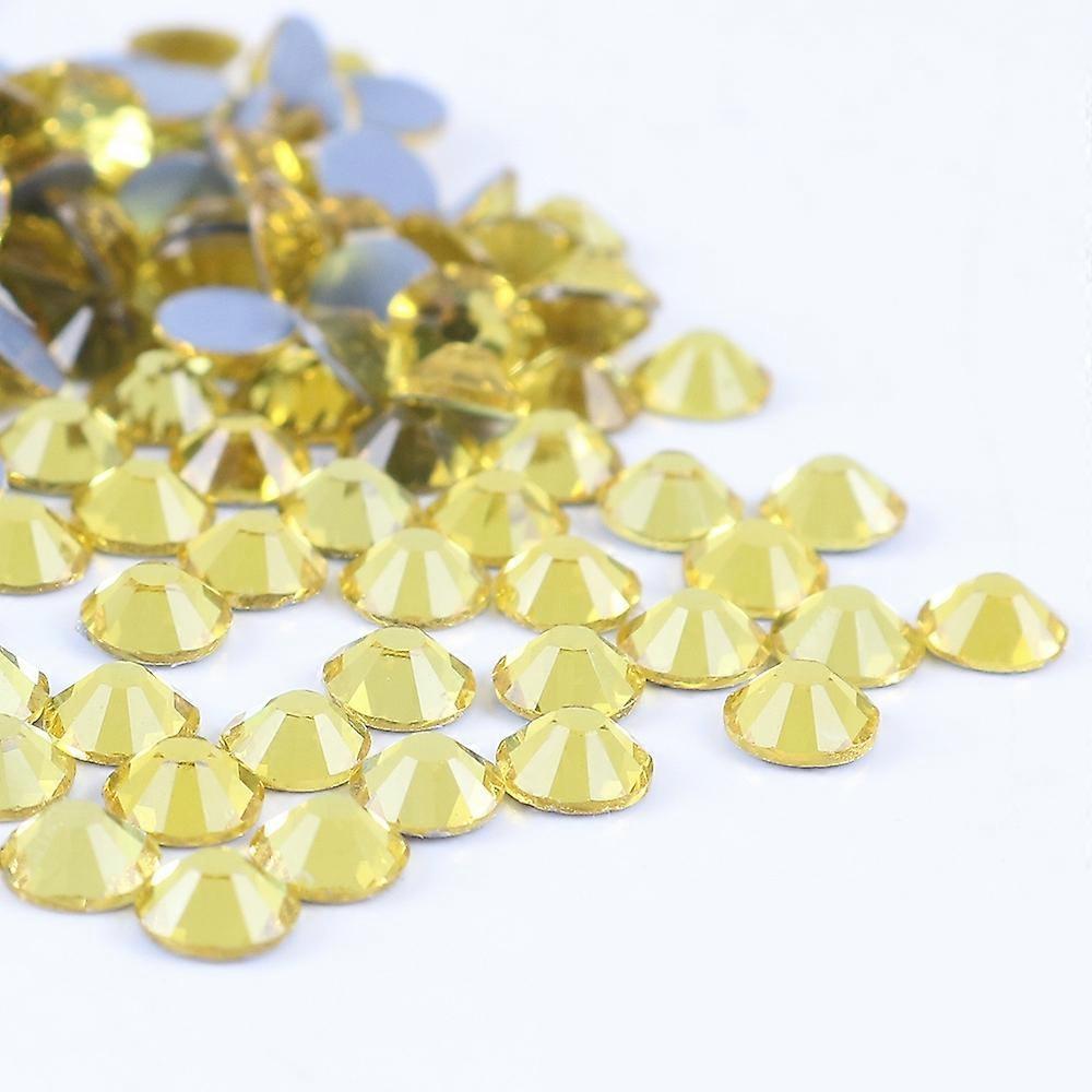 Hotfix Rhinestones Bulk for Crafts Clothes DIY Decoration, Lemon Yellow (2-6mm) 288pcs/1440pcs Flat Back Crystal Round Gems