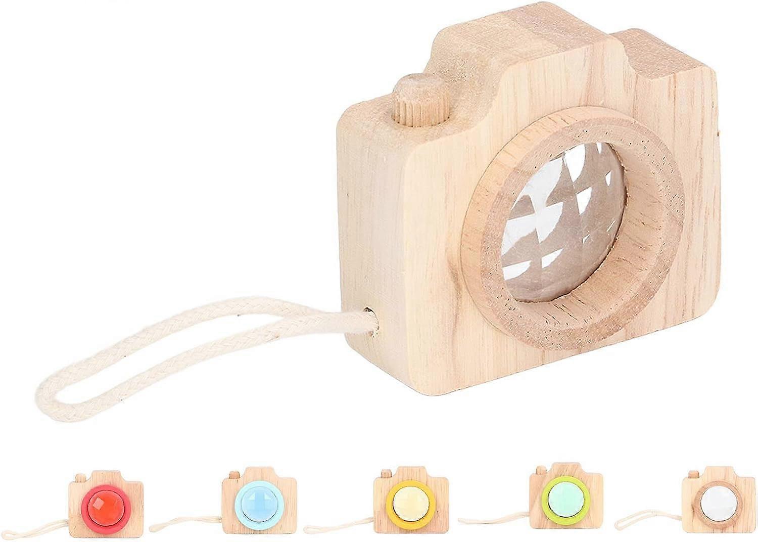 Mini Wooden Camera Toy with Multi Prism Kaleidoscope,Bee Eye Effect Unique Prism Lens Toy,Wooden Multi-Prisms Kaleidoscope Toy,Pictures Lens Portable