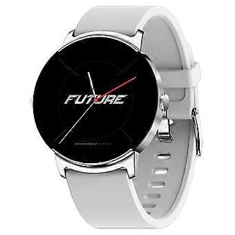 Silver plate and white strap Smart Watch (Answer/Make Calls), Bluetooth Smart Watch for Android Phones and iOS, Fitness Tracker Watch with Heart Rate/