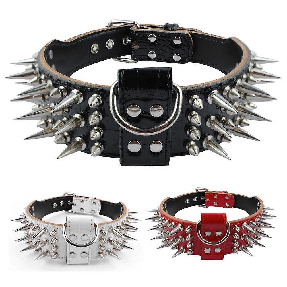 Sharp Spiked Studded Leather Dog Collars for Pitbull Rottweiler Bulldog M L XL