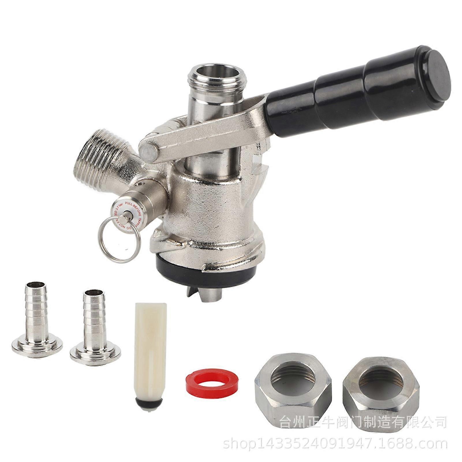 Type Coupling Beer Keg Taps with Safety Pressure Relief Valve Beer Dispenser Keg Coupling S Type System with Black Handle for Home Brewing System