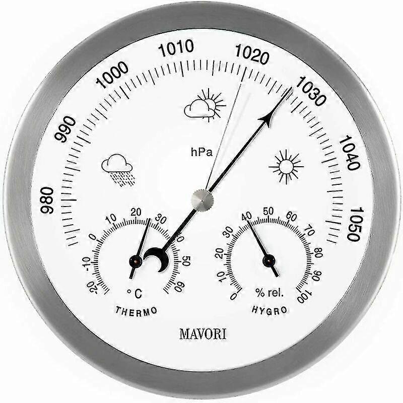 Argento 3-in-1 132mm Barometro Temperatura Umidità Barometro Barometrico Manometro Barometrico