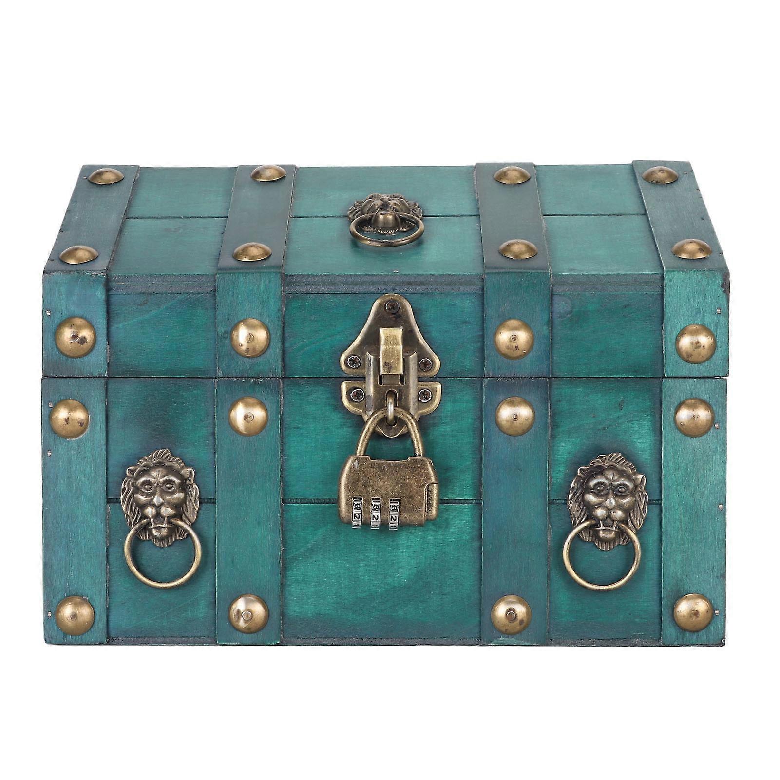 Schatzkiste Aufbewahrungsbox mit Zahlenschloss Handarbeit Exquisite Holz Schatzkiste für Schmuck Vintage