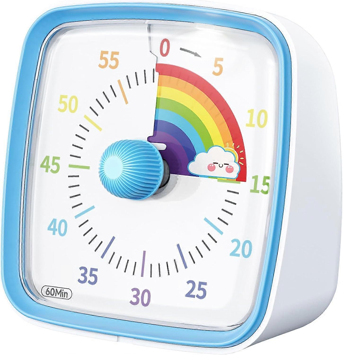 60 Minute Visual Timer for Kids, Visual Countdown Timer Clock Kids Timer, Pomodoro Timer with 'Rainbow' Pattern Design