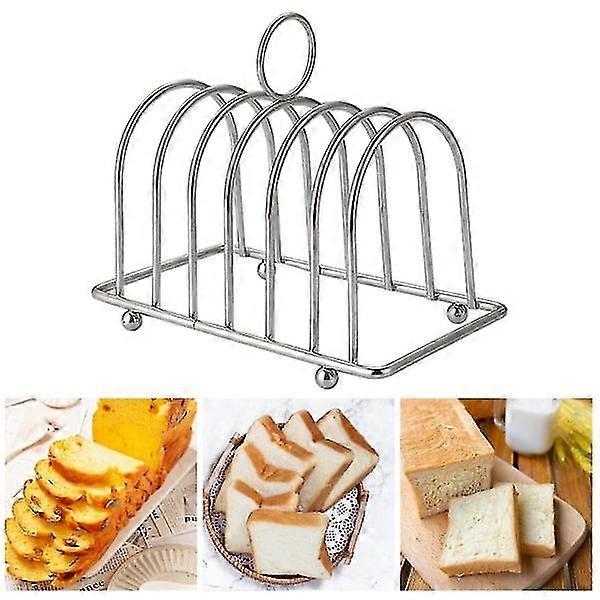 Bread Shelf Non-deformable Loop Carrying Handle Non-stick Ball Feet Stainless Steel 6 Slots Toast Bread Holder Bakery