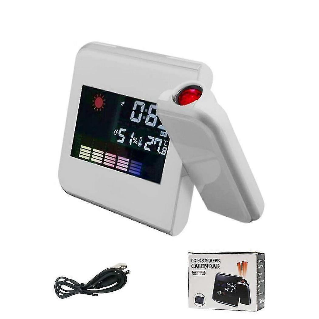Led Digital Projection Alarm Clock Temperature Thermometer Desk Time Date Display Projector