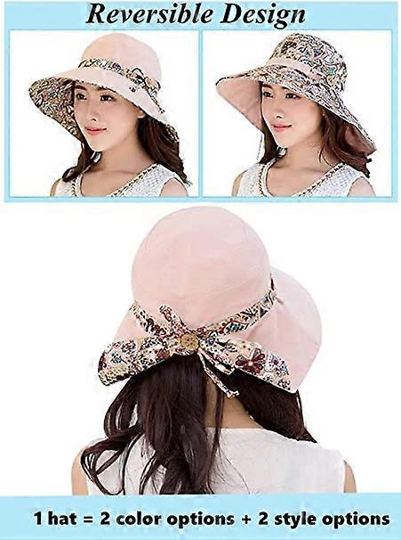 Chapeau De Soleil Pliable Pour Femme - Large Bord Protection UV - Chapeau Plage Été Avec Mentonnière - Beige
