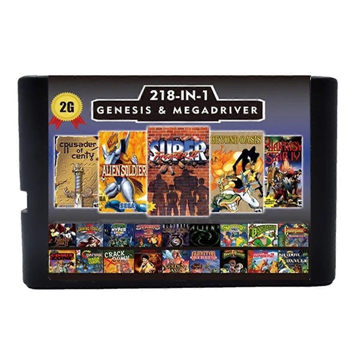 218-In-1 Game 16 Bit Game for Megadrive Game for PAL and NTSC Black