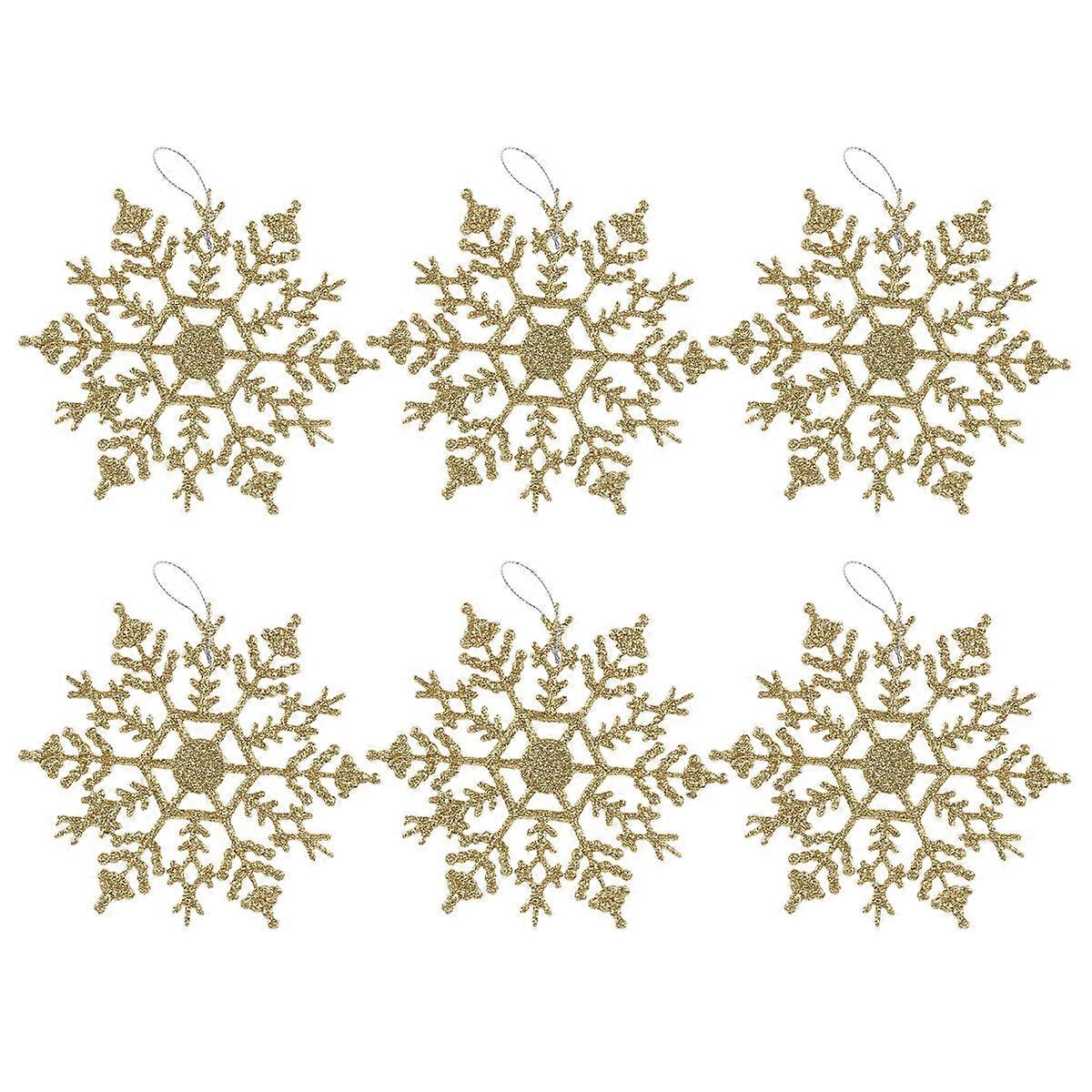 6pcs Fashion Snowflake Adornment Creative Snowflakes Ornaments for Christmas Tree Party Decor Golden