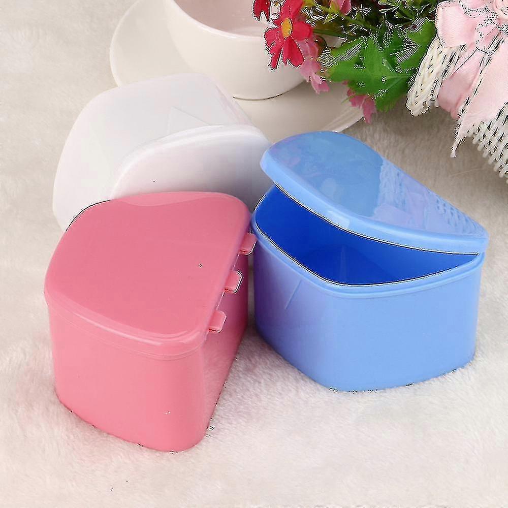 Denture Bath Appliance False Teeth Box Storage Case Rinsing Basket