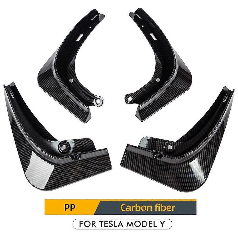 Mud Flaps Mudguards For Tesla Model 3 Y 2017-2021 2022 2023 Plastic Splash Guards Fender 4Pcs/set Black White Carbon Fiber Color