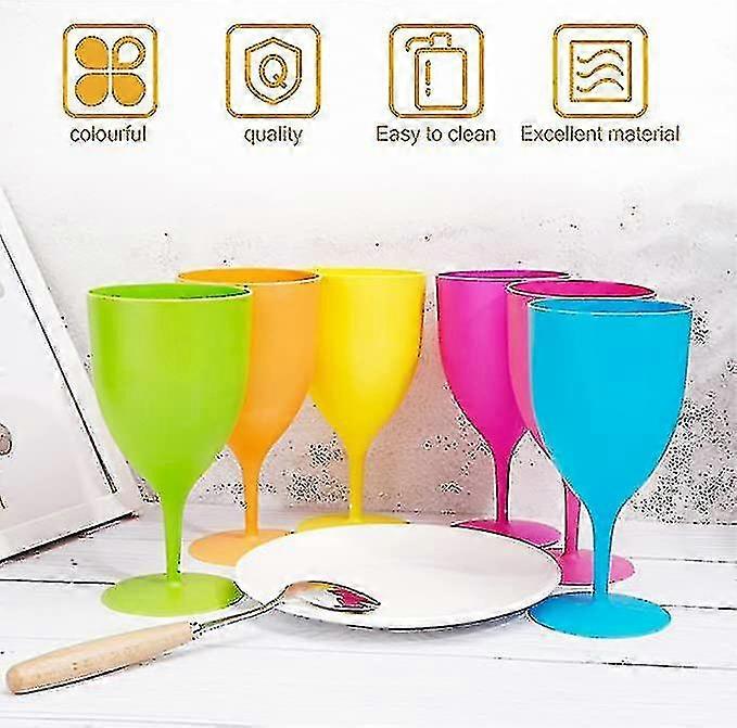 6 CALICI DA Vino in Plastica Infrangibile Trasparente rigati da 510cc