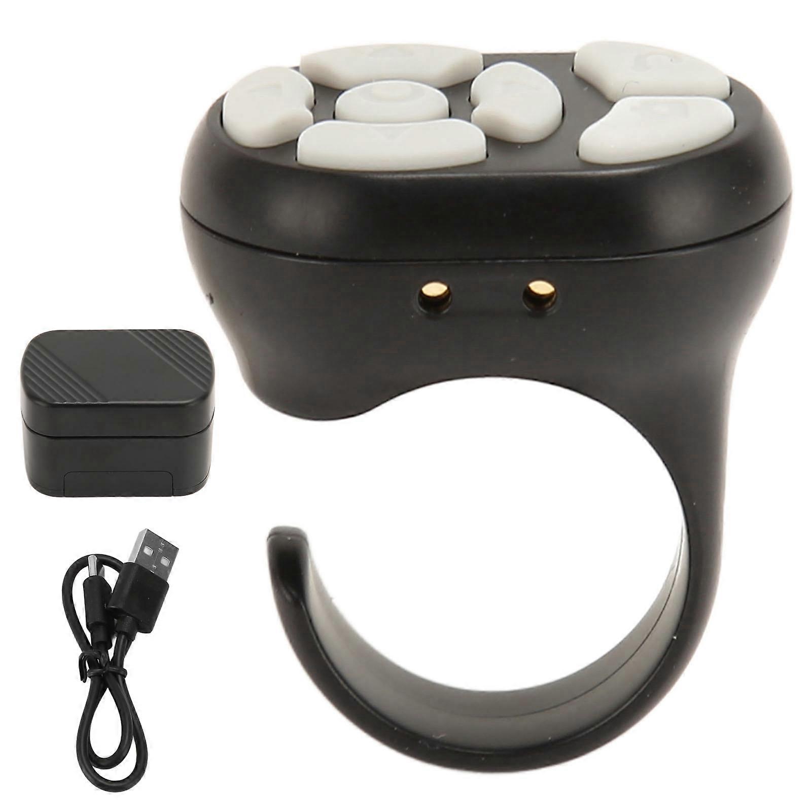 Remote Control Scrolling Ring Bluetooth 5.3 APP Page Turner Camera Shutter Remote Selfie Button Clicker with Charging Case for Cell Phone Black