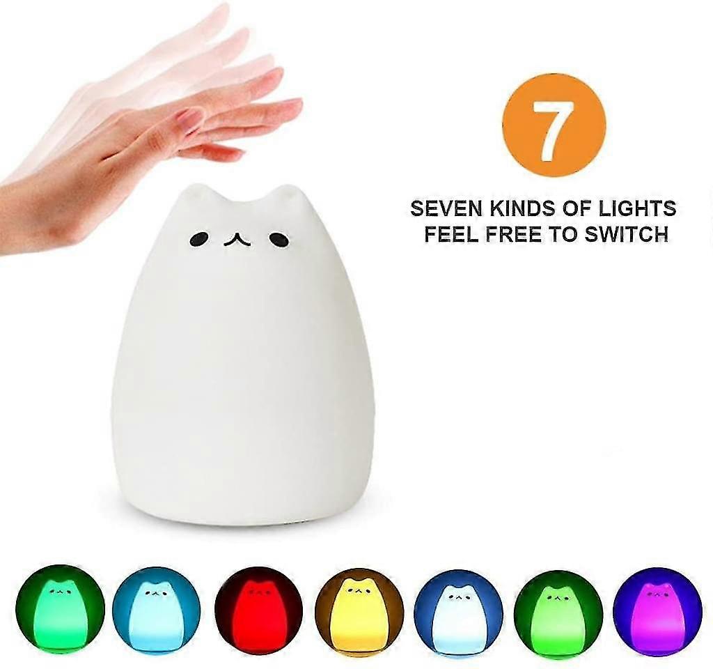 Night light child, silicone LED bedside lamp with 7 lighting touch