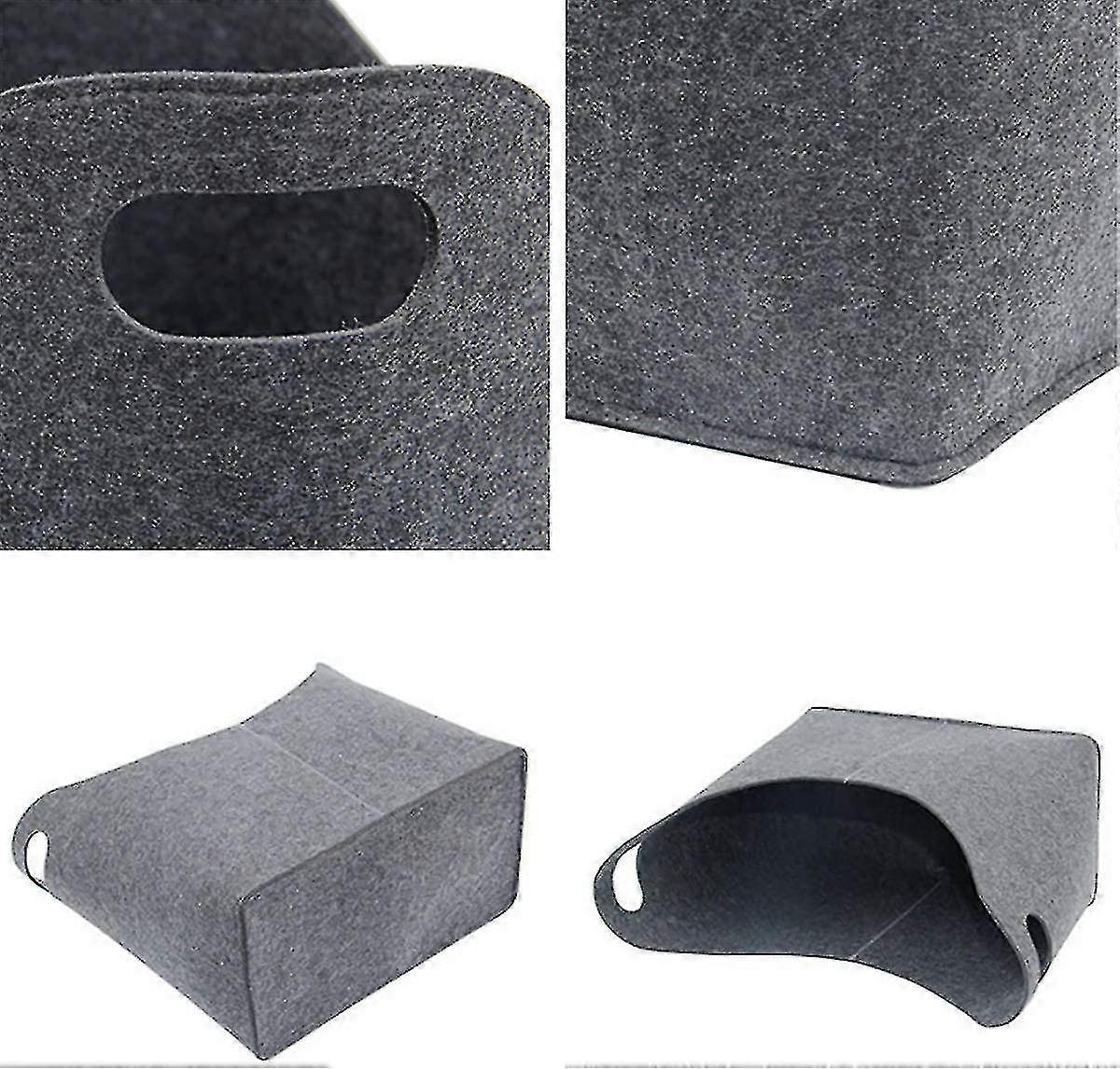 犬のおもちゃのためのソフトフェルト収納バスケット - ハンドル付き折りたたみ式、ペット用品/服用収納ボックス、フェルトバスケット(グレー)