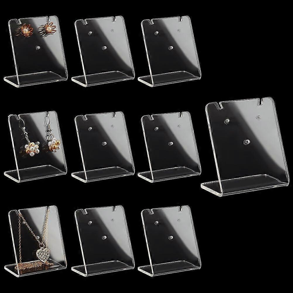 10Pcs Acrylic Earring Stands Displays L-shaped Clear 3x5x5.5cm Hole: 1.4mm