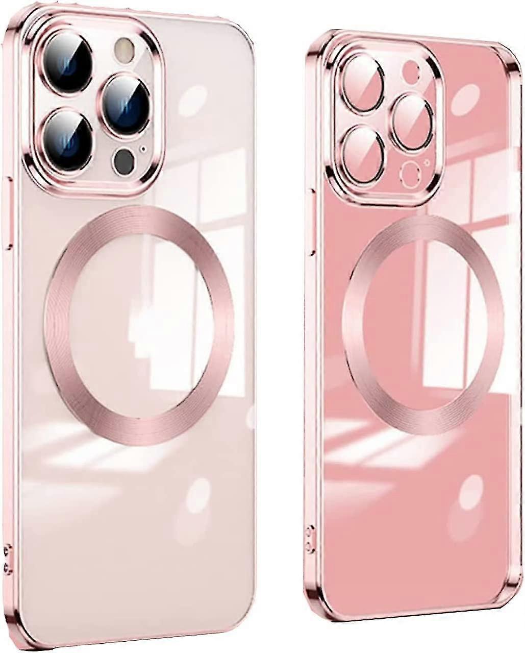 Clear Plating Case With Magsafe Compatible For Iphone 14 Pro Max/14 Pro, Soft Tpu Cover With Len Protector