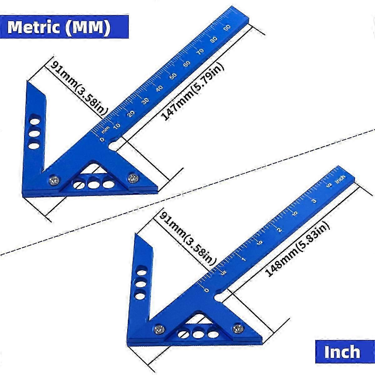 Center Scribe Measuring Tool,woodworking Line Calibers Gauge,45/90 Degree Right Angle Line Gauge Carpenter Ruler Inch