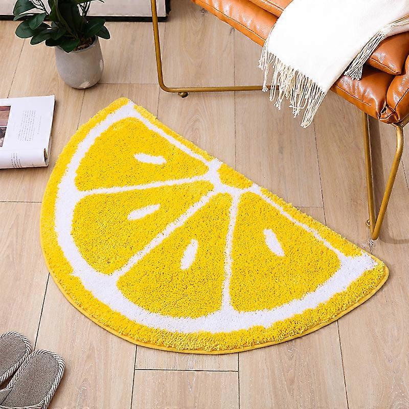 Half Round Microfiber Soft Lemon Shape Bathroom Rugs,40cmx60cm