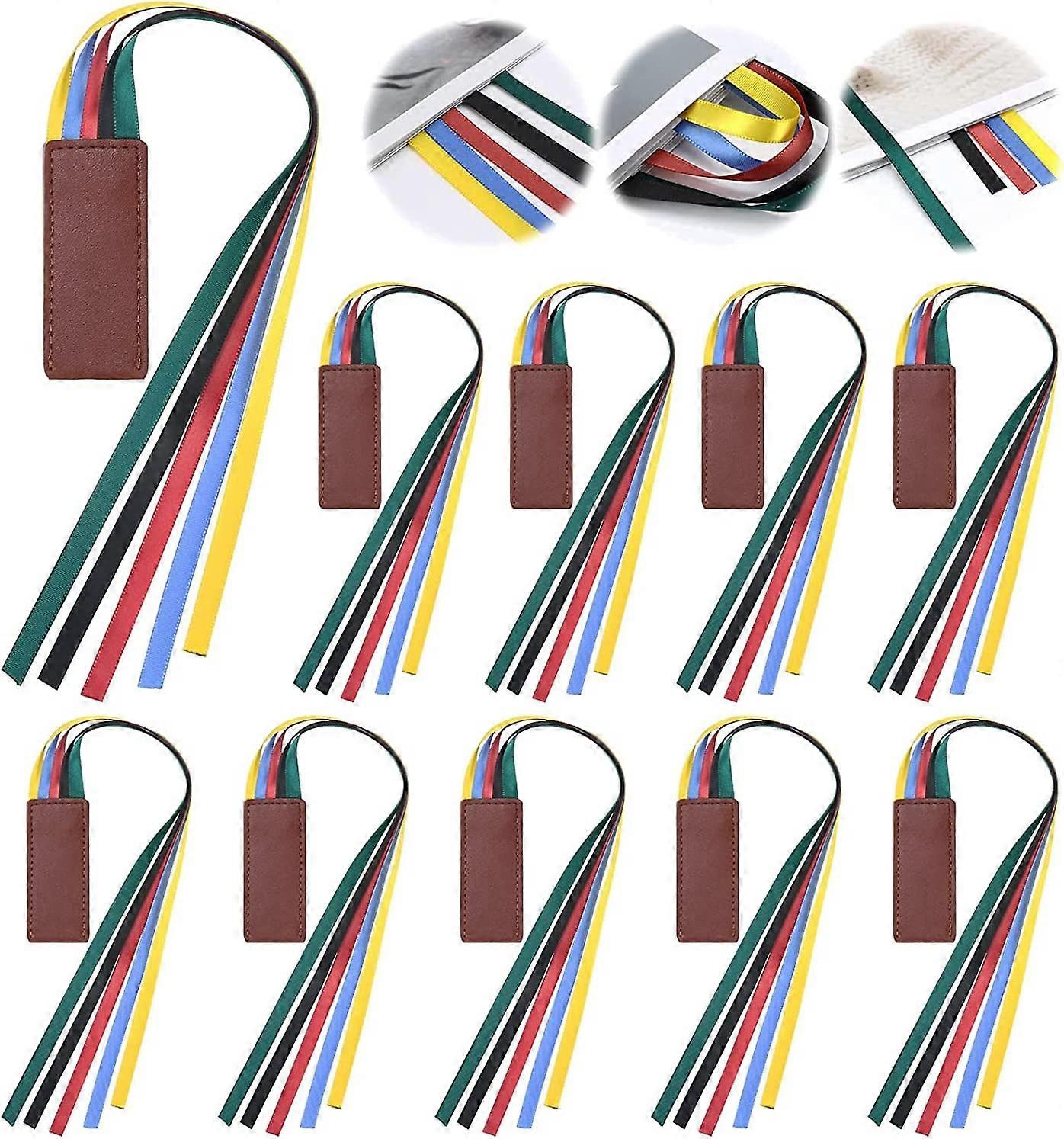 10pcs Ribbon Bookmarks, Artificial Leather Bookmarks