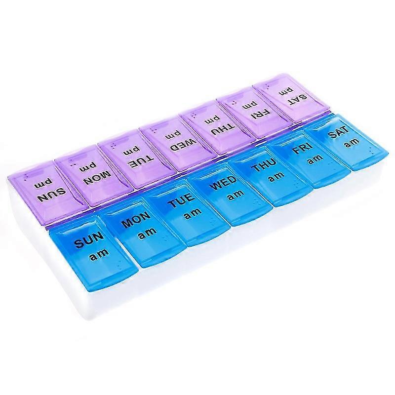 Weekly Pill Organizer Box With Snap Lids 7 Day Medication For Morning And Night