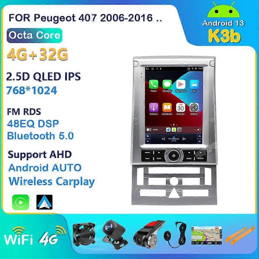 Για Peugeot 407 2006-2016 αυτοκίνητο ραδιόφωνο GPS πλοήγησης Tesla στυλ κάθετη μεγάλη οθόνη dvd Player Carplay Auto στερεοφωνική μονάδα κεφαλής