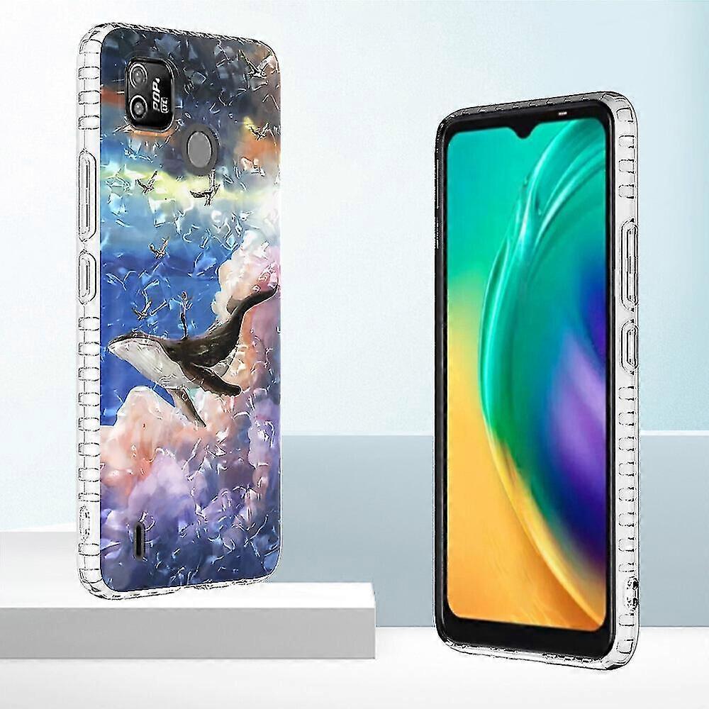 Case For Tecno Pop 4 Lte Bumper Soft Tpu With Hard Imd Floral Slim Clear Shockproof Pattern Phone Case - Elephant