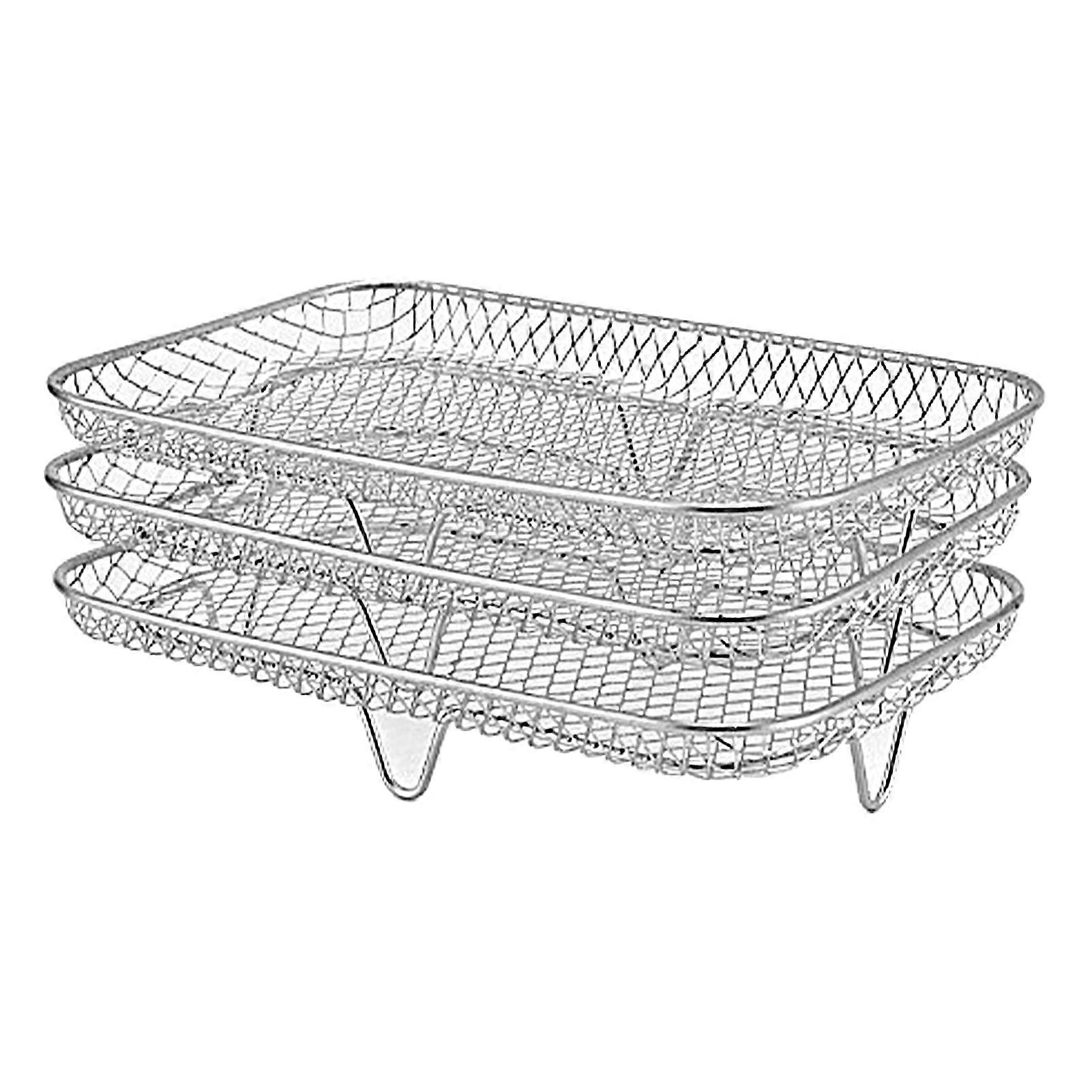 3Pcs/Set Reliable Anti-rust Fryer Rack Stainless Steel Practical Heat-resistant Cooking Rack for Kitchen