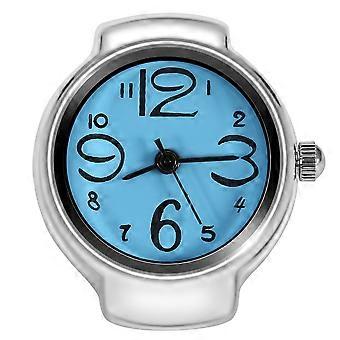 1Pc Fashionable Women Men Quartz Analog Round Finger Ring Love Watch (Blue)