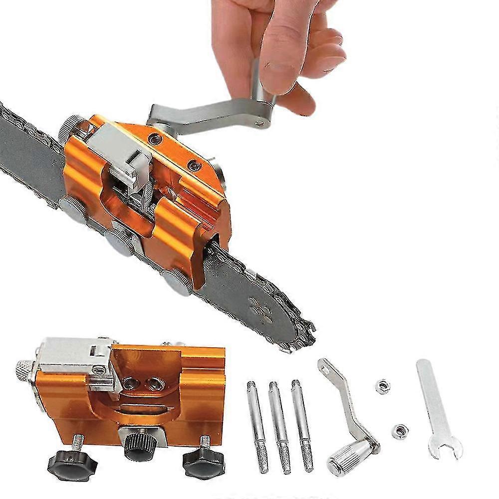 Chainsaw Chain Sharpener Portable Manual Chainsaw Sharpener With Crank And 1/3 Heads
