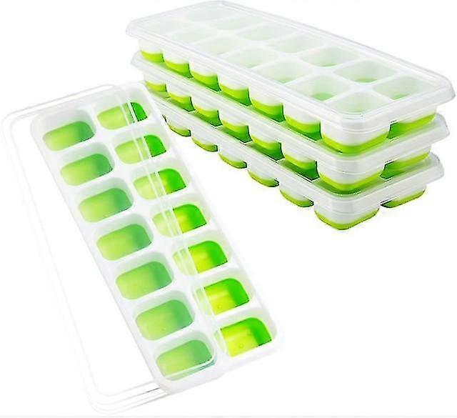 Ice tray 4 reusable silicone and 14 ice tray molds, with removable lid