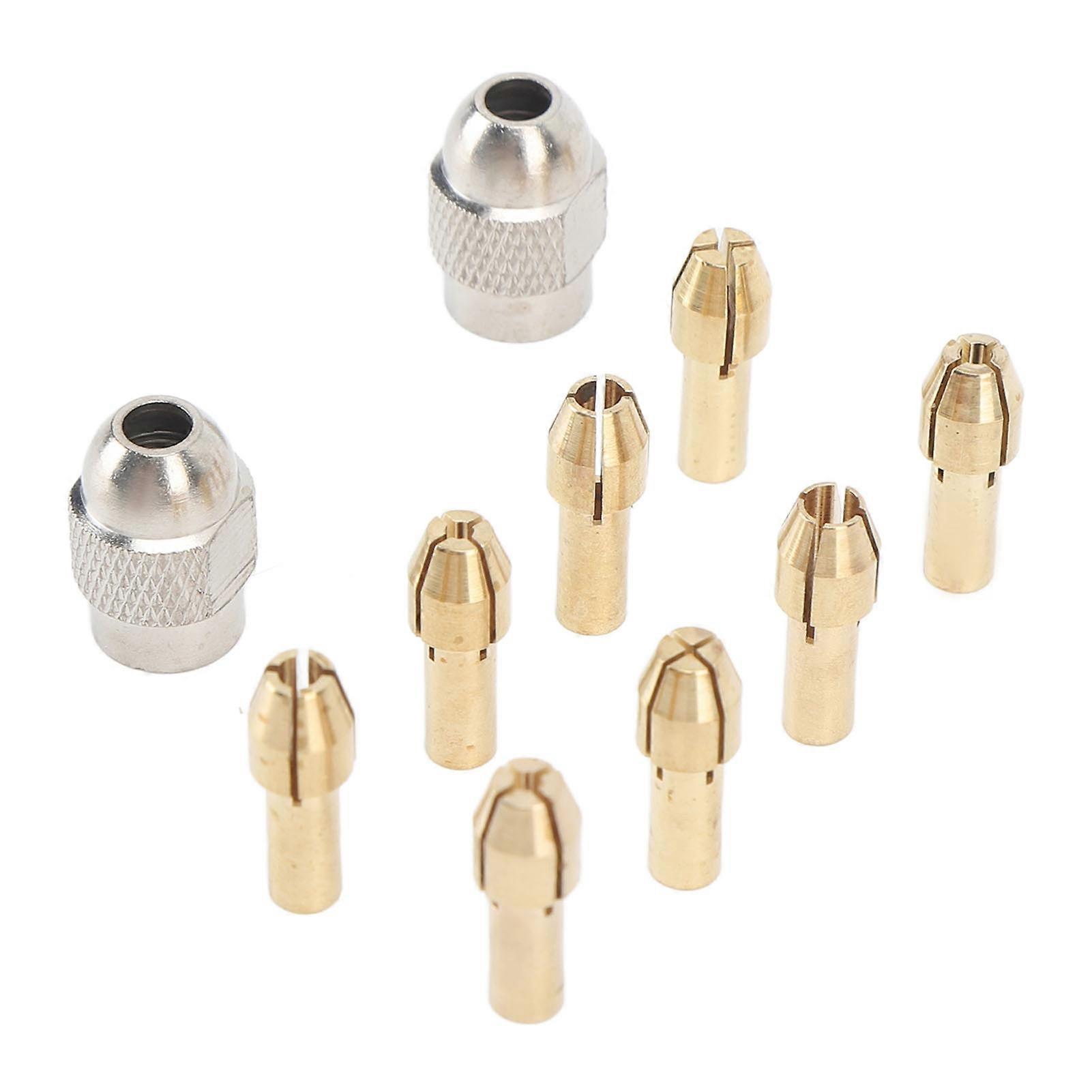 10PCS Drill Chuck Collet Set Brass Electric Drill Keyless Bit Collet Chuck Fast Change Adapter Tool for Replacement