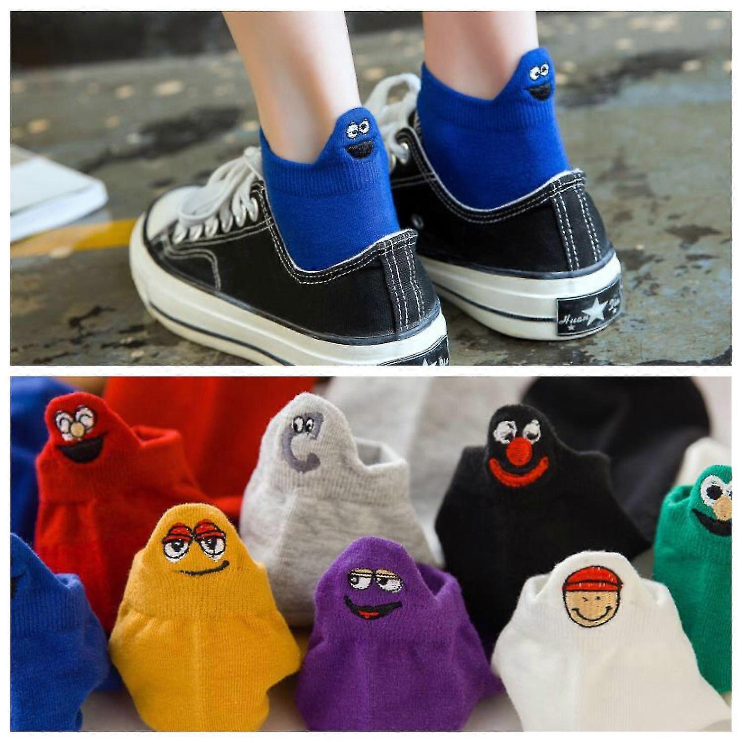 Fun Socks Spring And Summer Models Heel Expression Bag Short Socks Embroidery