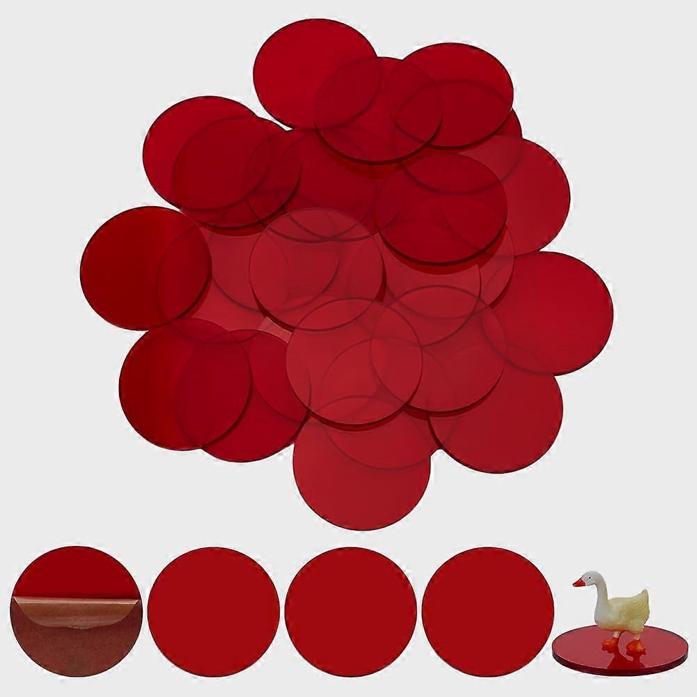 30 Pcs Dark Red Circular Miniature Bases 2 Inch Acrylic Round Figure Sheet Figure Disc Flat Round Model Display Base for Wargaming Boardgaming Collect